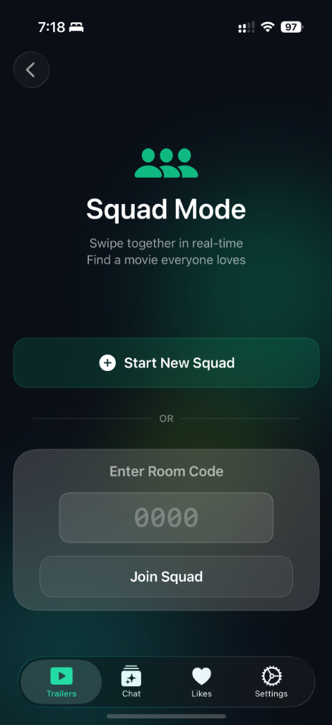 TrailerSwiper App Squad Mode